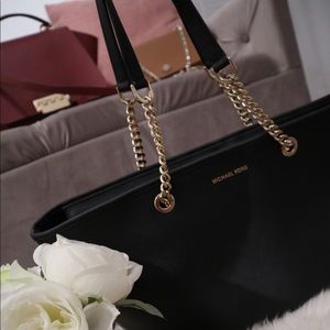 Michael Kors Gold Chain Tote w/ Laptop Sleeve